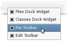 A typical main window context menu.