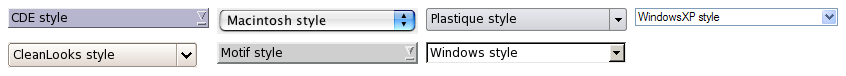 Comboboxes in the different built-in styles.